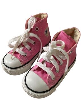 Converse  Baby  Hot Pink High-Top Sneakers with White Laces NEW